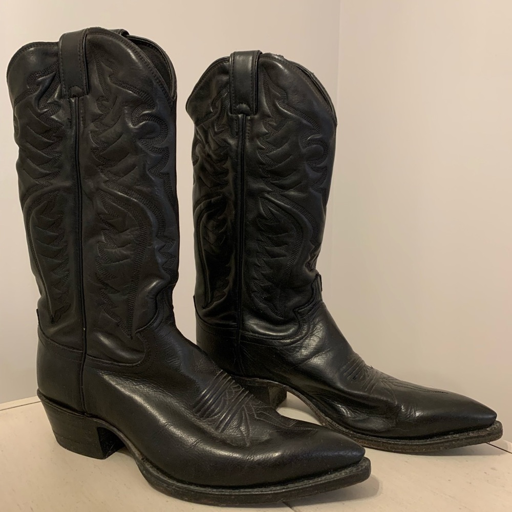 Justin Leather Cowboy Boots, Made in USA, Men’s 9